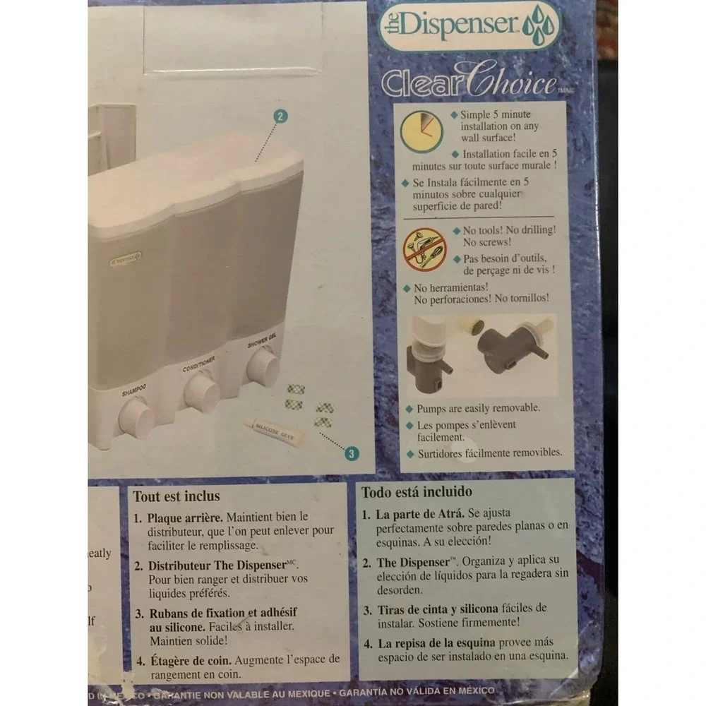 Shower Shampoo Soap Organizer The Dispenser Clear Choice 3-Section Bathroom Sink
